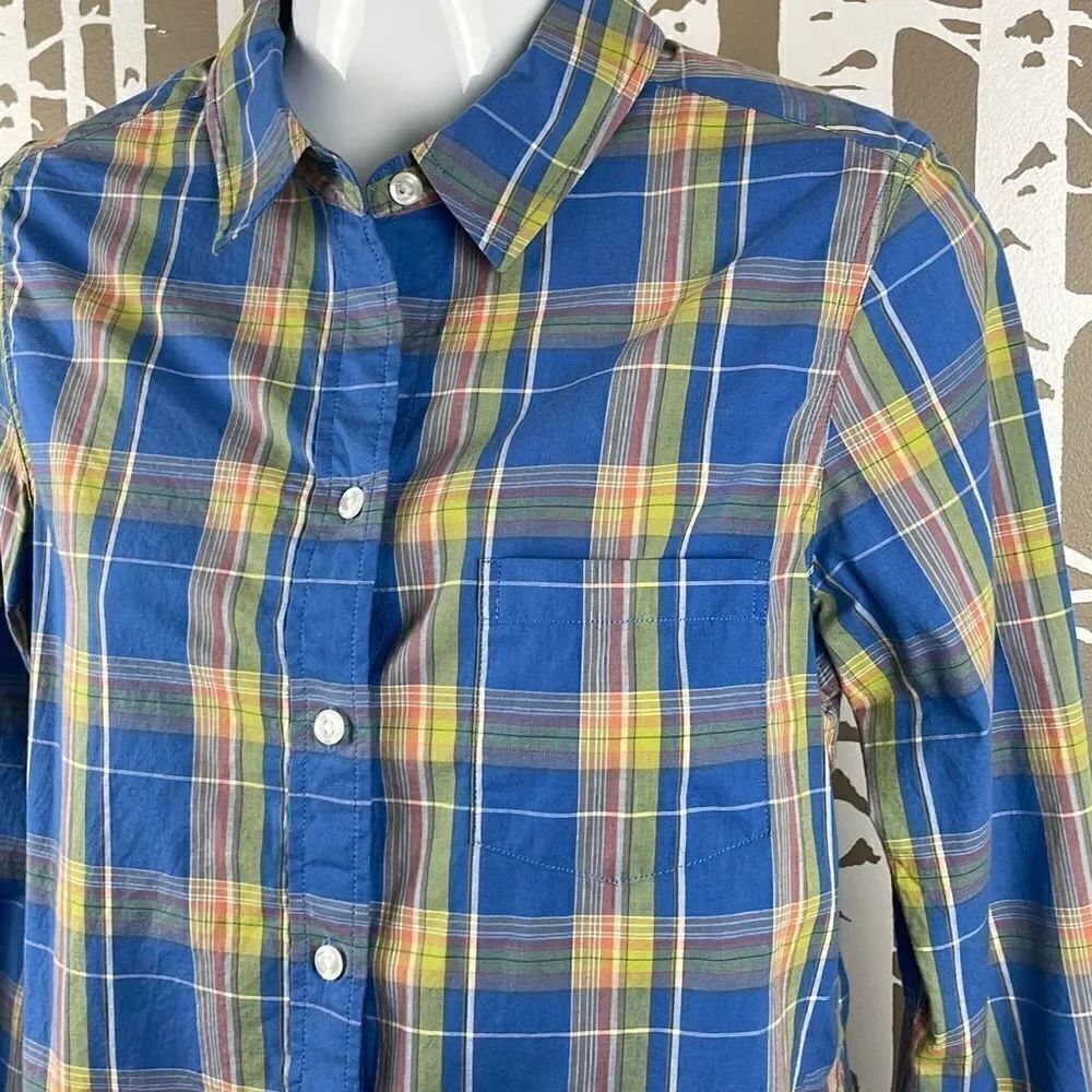 Pendleton Plaid Button Down Blue Yellow Orange S - Picture 5 of 6